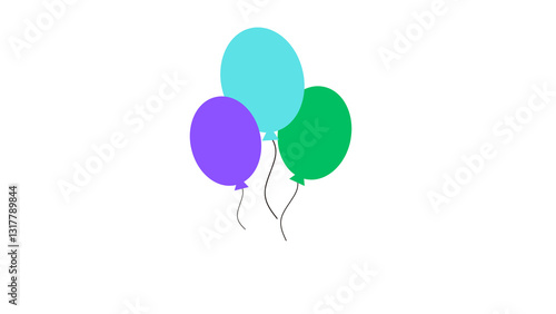 A group of balloons in cartoon flat style isolated on transparent background. Vector set