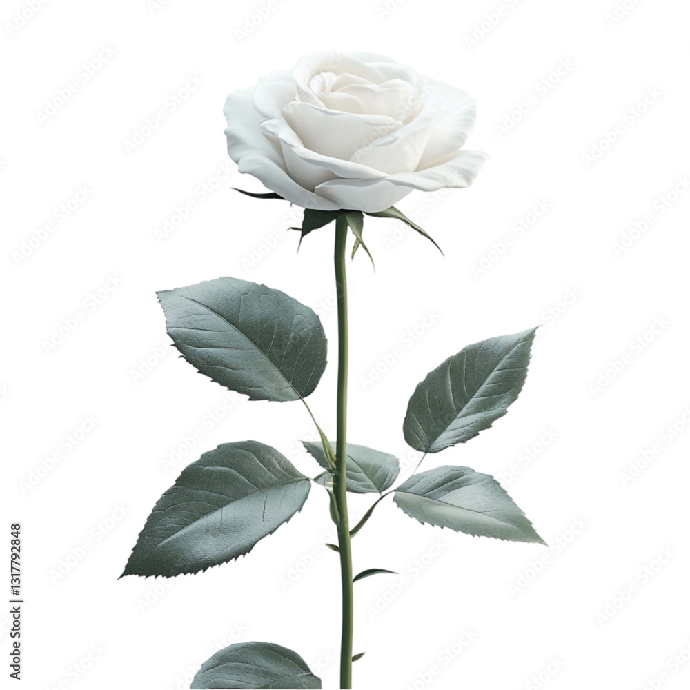 Fototapeta premium White Rose Glitch Art Floral Design Botanical Beauty,