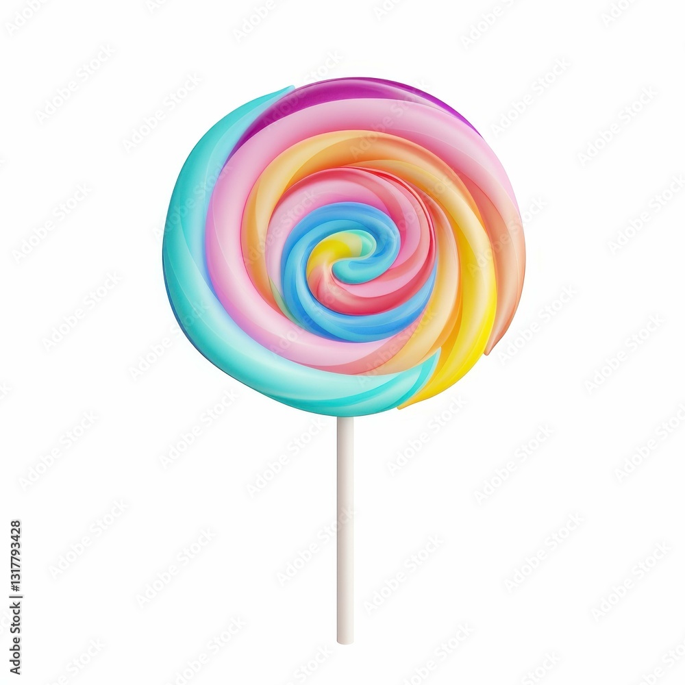 A fun spiral lollipop in bright rainbow hues, perfect for sweet cravings or as a vibrant decor piece. A fun spiral lollipop in bright rainbow hues, perfect for sweet cravings or as a vibrant decor piece.