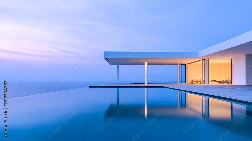 Modern Villa Infinity Pool Sunset View - Minimalist architecture Modern Villa Infinity Pool Sunset View - Minimalist architecture