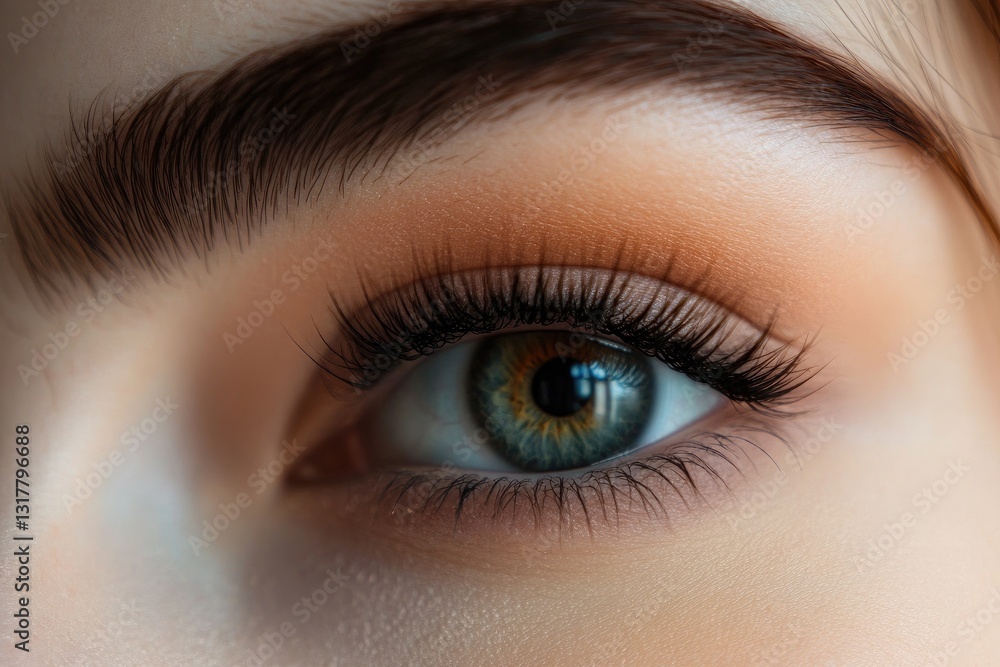 Obraz premium A stunning macro closeup of a human eye showing intricate details of the iris eyelashes and surrounding skin emphasizing natural beauty and complexity in an artistic medical perspective