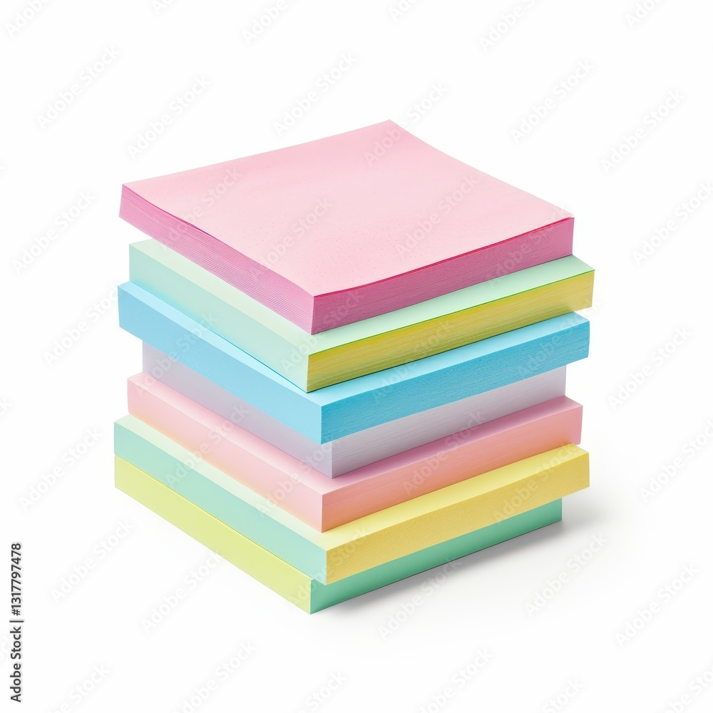 Vibrant stack of pastel postit notes on a clean white backdrop, great for adding a pop of color to your projects. Vibrant stack of pastel postit notes on a clean white backdrop, great for adding a pop of color to your projects.