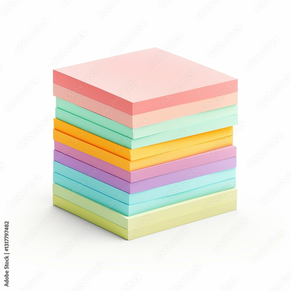 Bright and vibrant stack of pastel postit notes, perfect for adding color and organization to any workspace or project. Bright and vibrant stack of pastel postit notes, perfect for adding color and organization to any workspace or project.