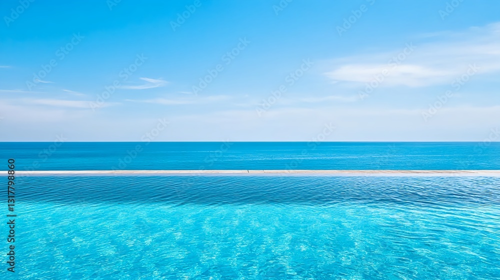 Infinity Pool Ocean View, Summer Vacation - Minimalist photography Infinity Pool Ocean View, Summer Vacation - Minimalist photography