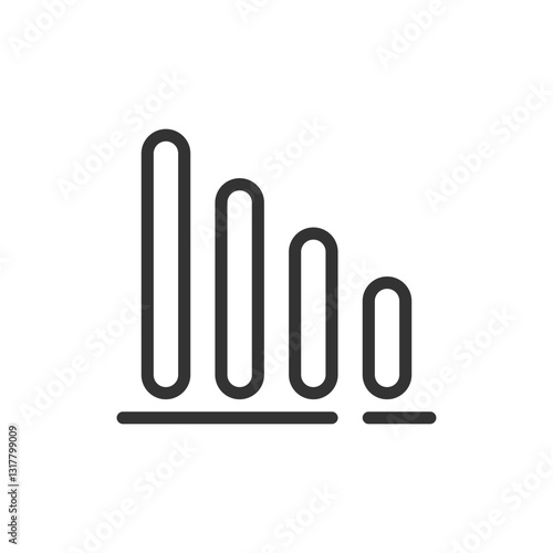 Declining Signal Strength, A Simple Line Graph Depicting A Weakening Connection, Showing A Gradual Decrease In Signal Bars With A Minimalist Grey Design