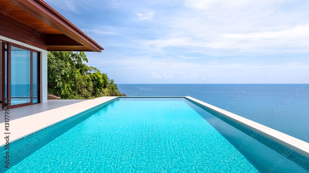 Fototapeta premium Infinity Pool Ocean View Luxury Villa - Luxury travel