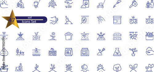 icons related to soil. Linear icon collection