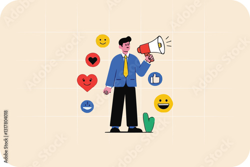 Businessman and business concept,  Businessman with a Megaphone