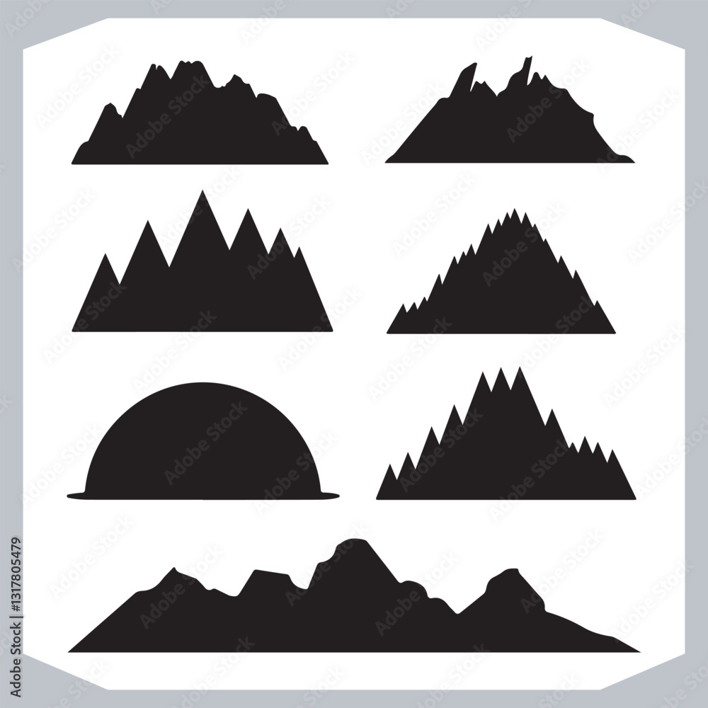 Best Hand Drawn Mountain Silhouettes High Quality Vector Bundle