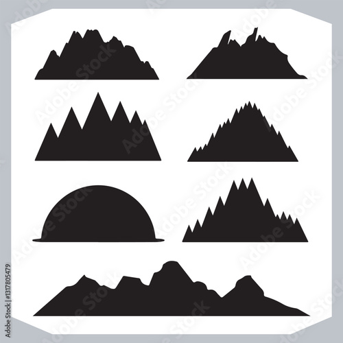 Obraz na płótnie Best Hand Drawn Mountain Silhouettes High Quality Vector Bundle w salonie