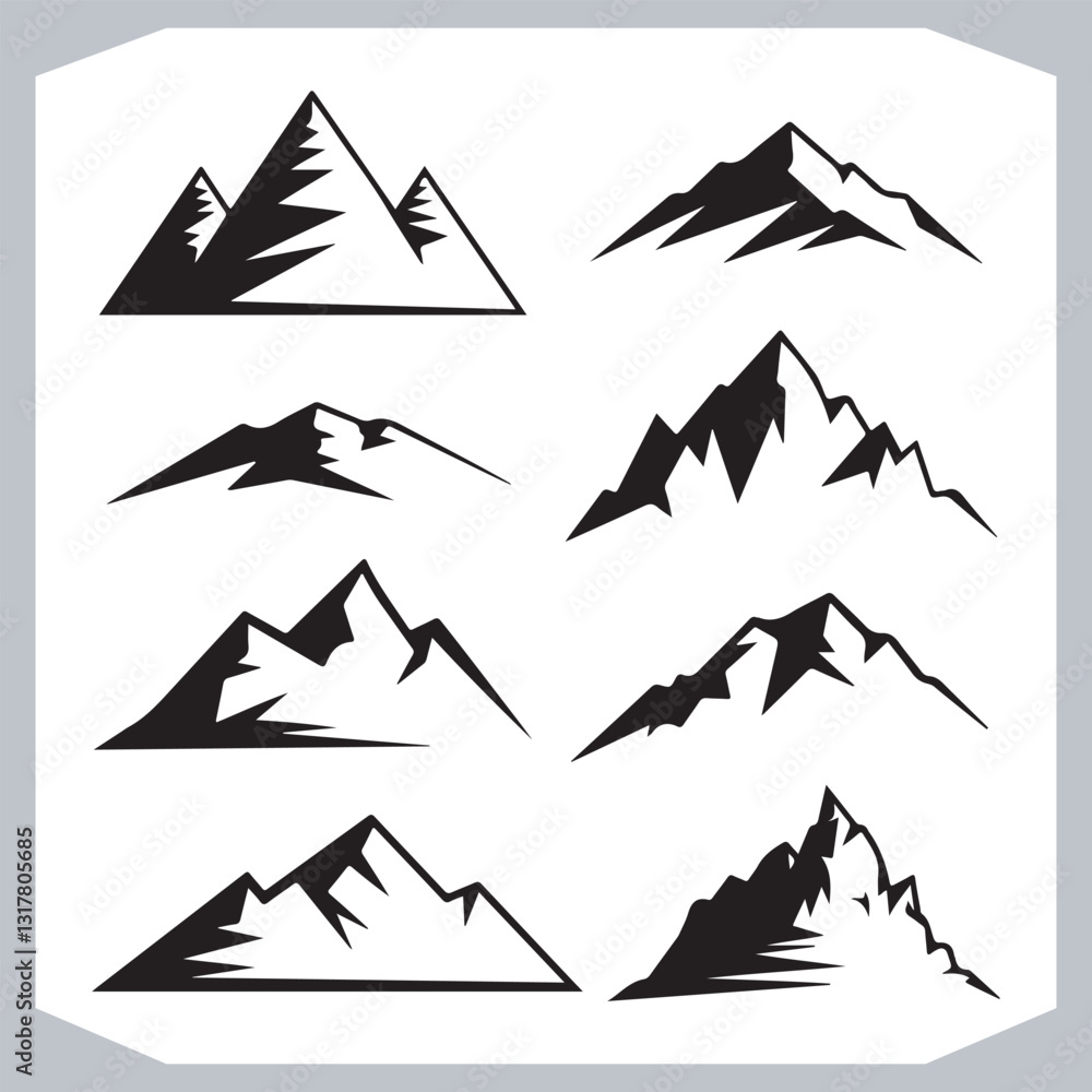Best Hand Drawn Mountain Silhouettes High Quality Vector Bundle