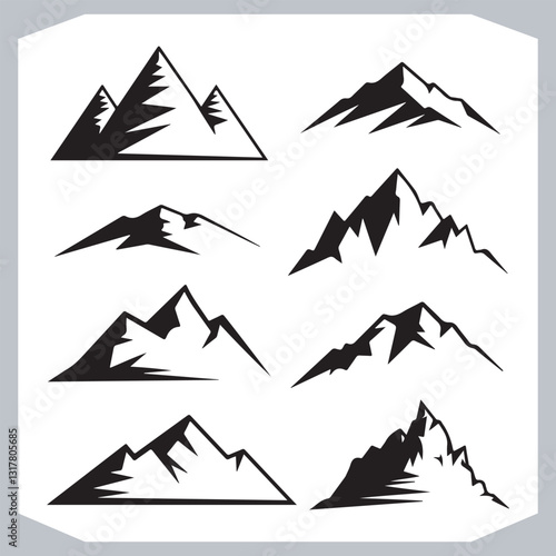 Obraz na płótnie Best Hand Drawn Mountain Silhouettes High Quality Vector Bundle w salonie
