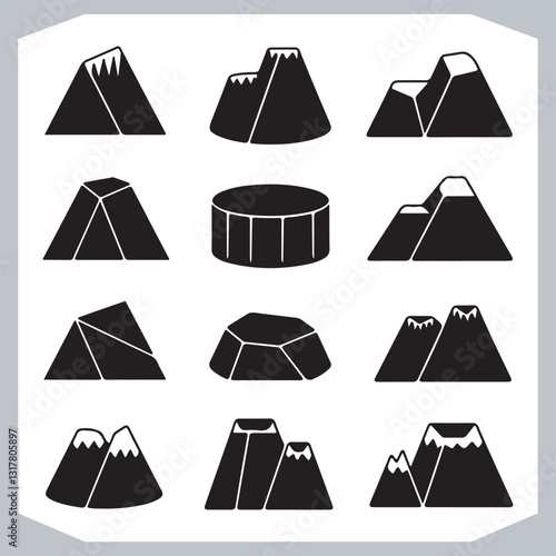 Obraz na płótnie Best Hand Drawn Mountain Silhouettes High Quality Vector Bundle w salonie