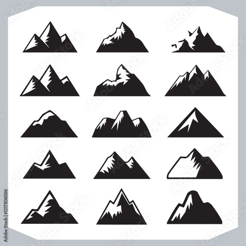 Obraz na płótnie Best Hand Drawn Mountain Silhouettes High Quality Vector Bundle w salonie