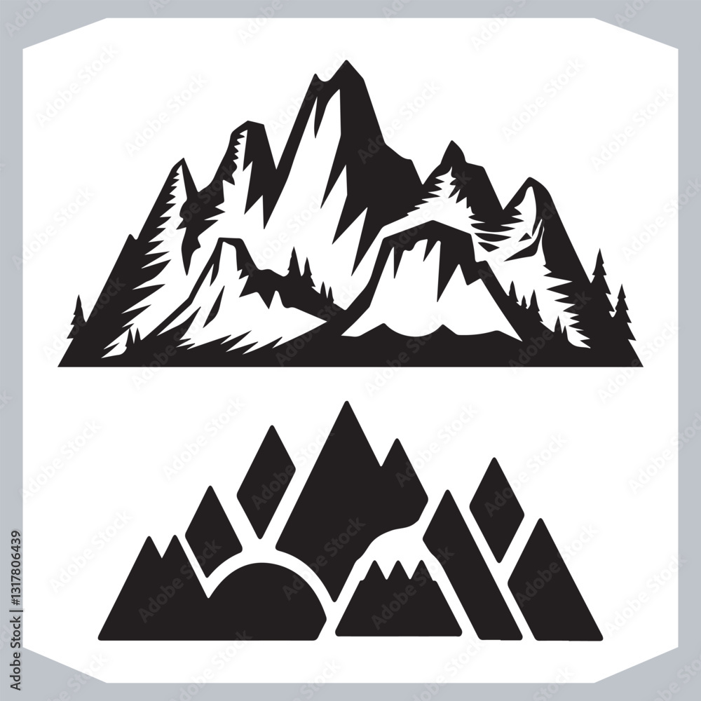 Best Hand Drawn Mountain Silhouettes High Quality Vector Bundle