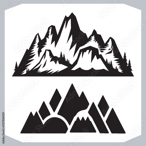 Obraz na płótnie Best Hand Drawn Mountain Silhouettes High Quality Vector Bundle w salonie