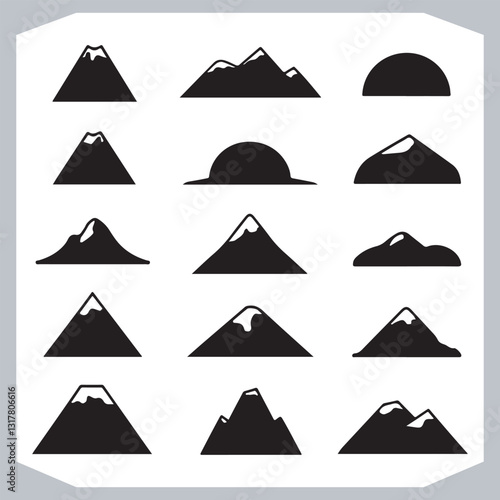 Obraz na płótnie Best Hand Drawn Mountain Silhouettes High Quality Vector Bundle w salonie