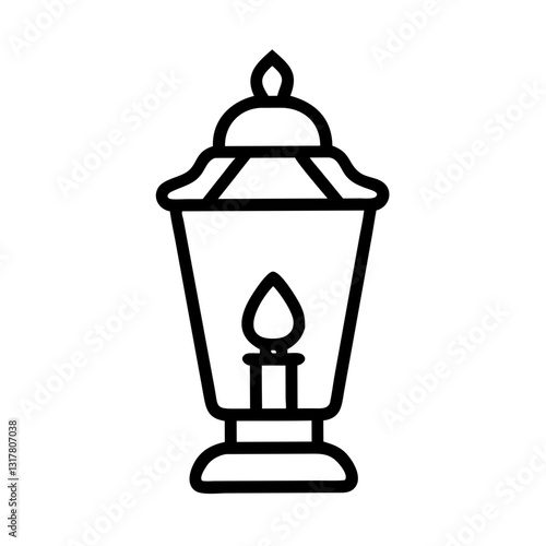 Line art illustration of a classic lantern with a candle inside