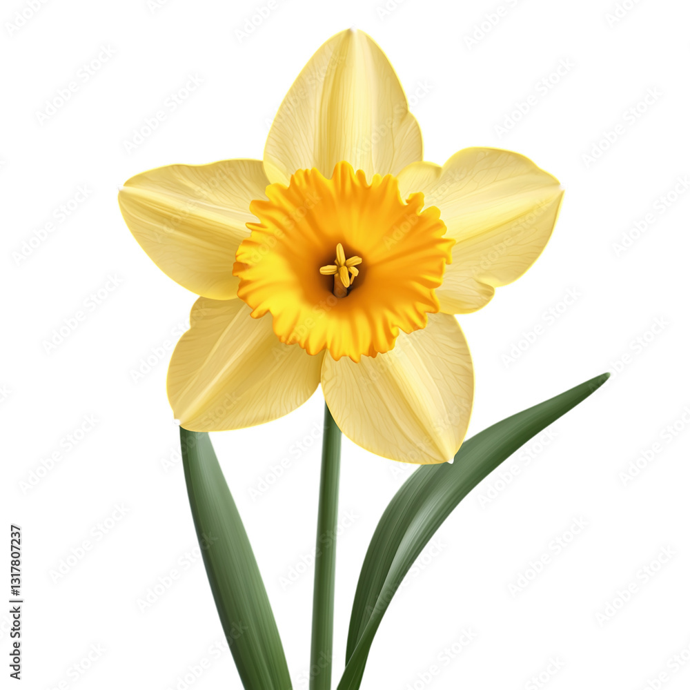 Fototapeta premium Yellow daffodil isolated on transparent background