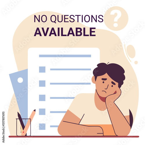 No Questions Available – Conceptual Illustration of Confusion and Uncertainty
