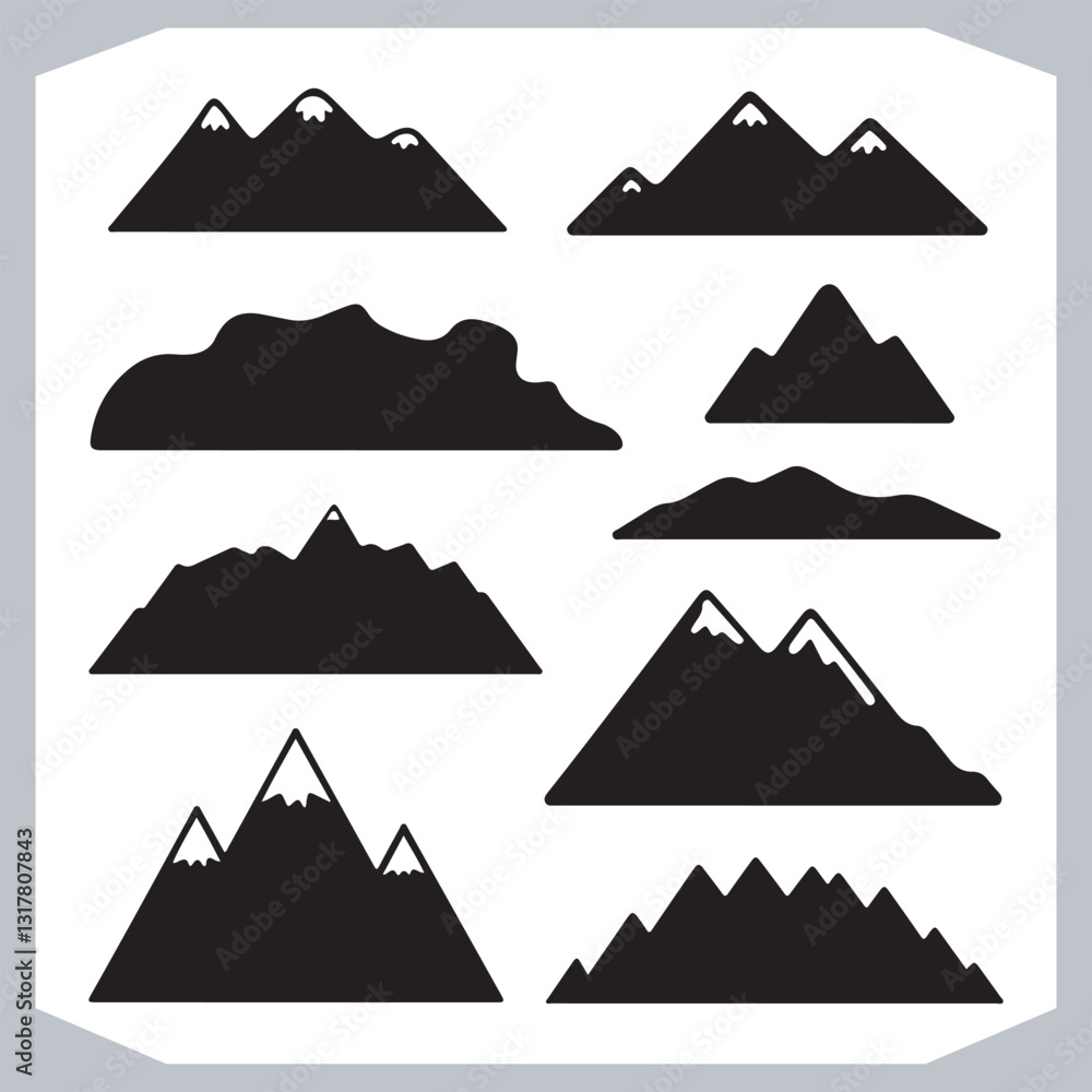 Best Hand Drawn Mountain Silhouettes High Quality Vector Bundle