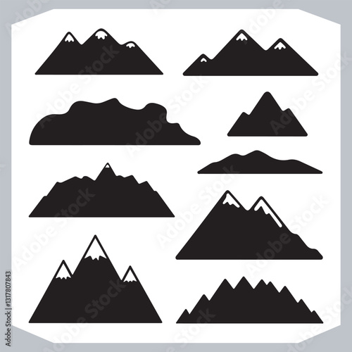 Obraz na płótnie Best Hand Drawn Mountain Silhouettes High Quality Vector Bundle w salonie