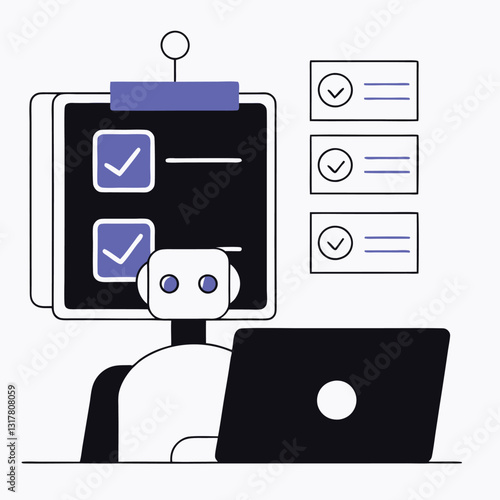 AI checklist for to-do list assistants task planning concept. Vector illustration.