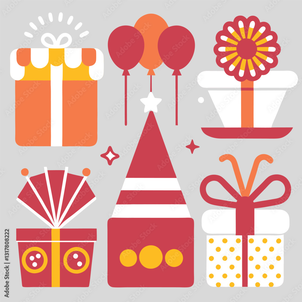 Obraz premium Flat Design Party Vector Icons Set
