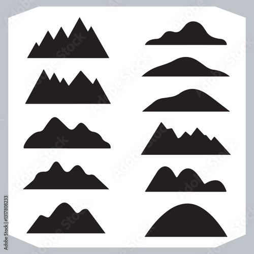 Obraz na płótnie Black and White Mountain Icons Retro Hand Drawn Sketch Collection w salonie
