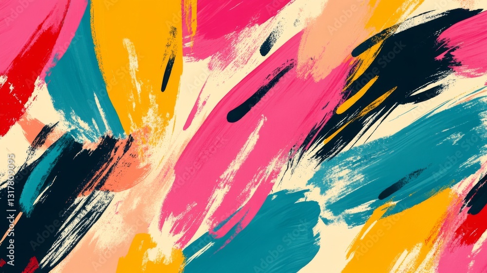 Fototapeta premium Colorful abstract brush stroke painting seamless pattern illustration.