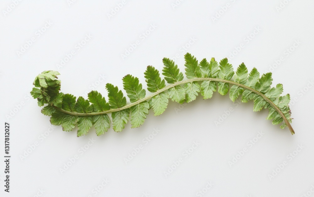 Naklejka premium Green Fern Frond on White Background