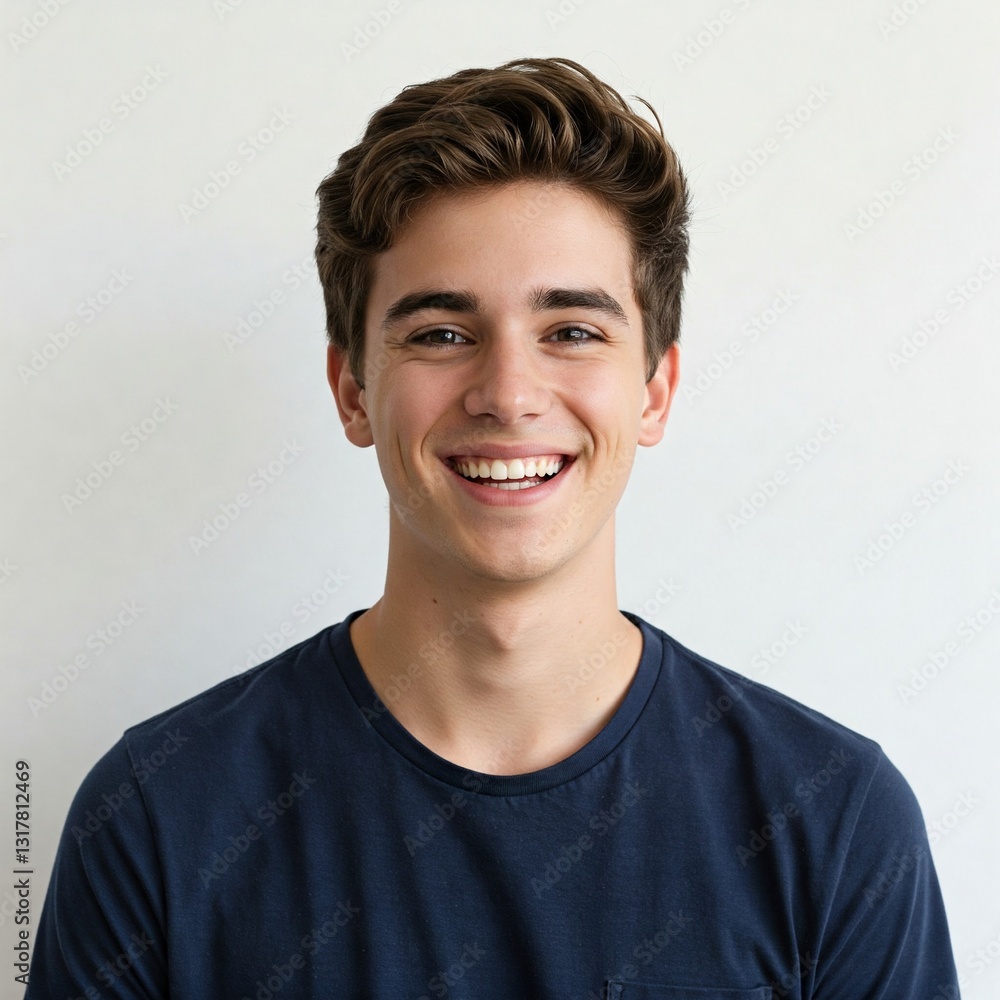 Smiling Young Man Portrait Against White Background Smiling Young Man Portrait Against White Background