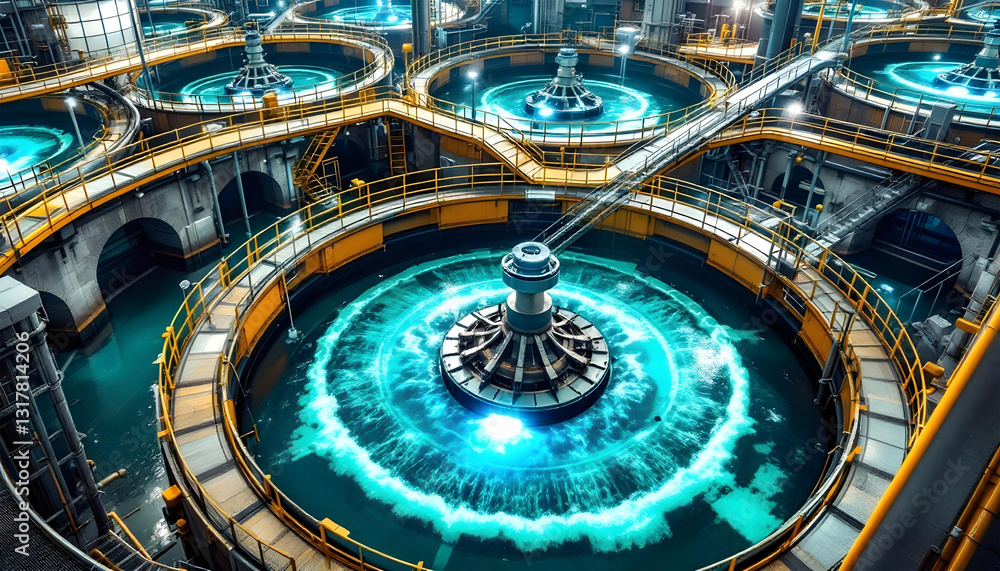 Obraz premium circular and rectangular tanks water