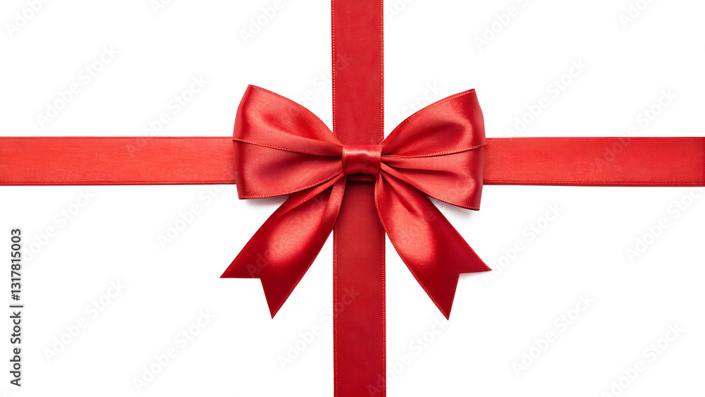Red ribbon bow isolated on white or transparent background Red ribbon bow isolated on white or transparent background