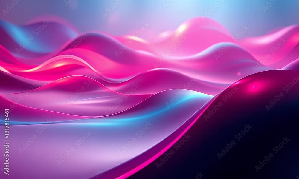 Undulating Abstract Curves in Pink and Blue Gradient with Smooth Surface Texture and Elegant Glowing Elements Undulating Abstract Curves in Pink and Blue Gradient with Smooth Surface Texture and Elegant Glowing Elements