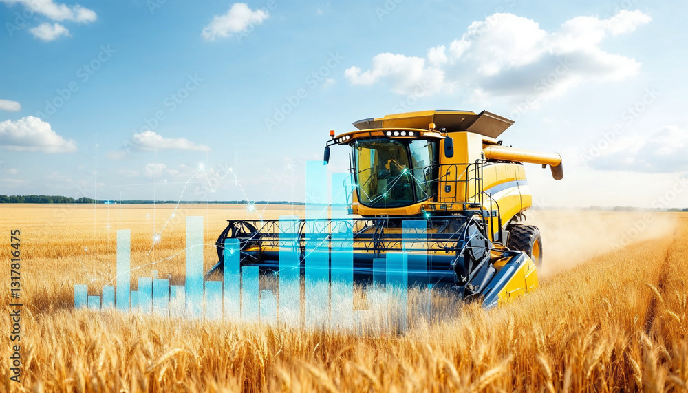Obraz premium wheat field data analysis agriculture
