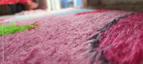 beautiful pink soft fur mat object