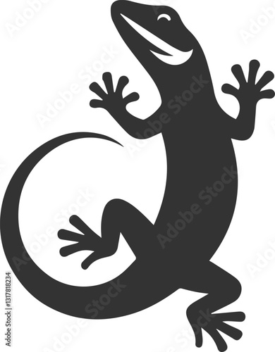 Lizard standing on its hind legs, looking up vector silhouette