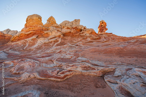 Striking Rock Formations and Textured Terrain at White Pocket in the Vermilion Cliffs National Monument in Arizona USA