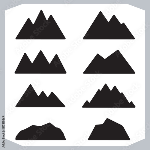 Obraz na płótnie Black and White Mountain Icons Retro Hand Drawn Sketch Collection w salonie