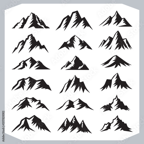 Obraz na płótnie Hand Drawn Mountain Silhouettes Stunning Sketch and Vector Set w salonie