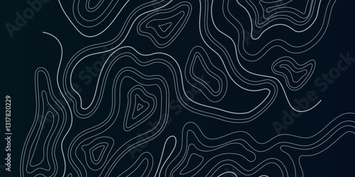 Seamless Geographic Mapping with Elevation Contours and Artistic Abstract Line Patterns for Modern Map Design

