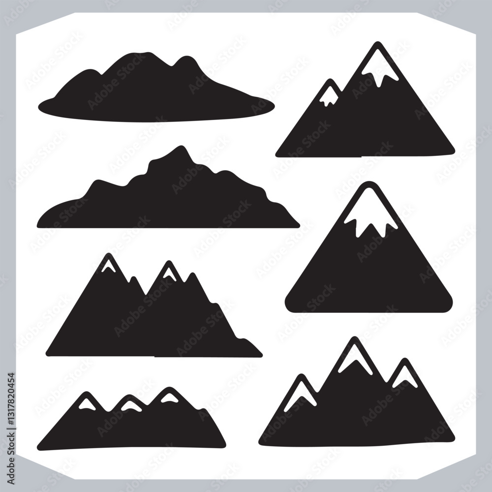 Hand Drawn Mountain Silhouettes Stunning Sketch and Vector Set