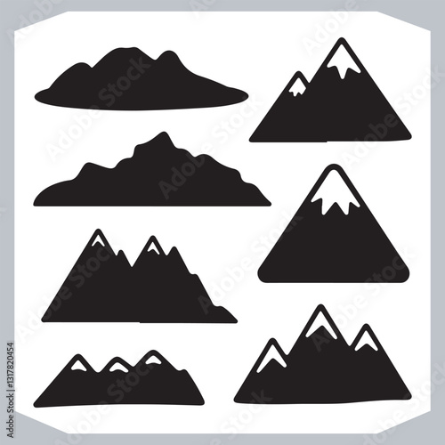 Obraz na płótnie Hand Drawn Mountain Silhouettes Stunning Sketch and Vector Set w salonie