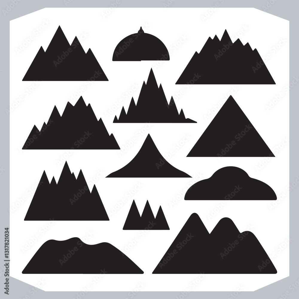 Hand Drawn Mountain Silhouettes Stunning Sketch and Vector Set