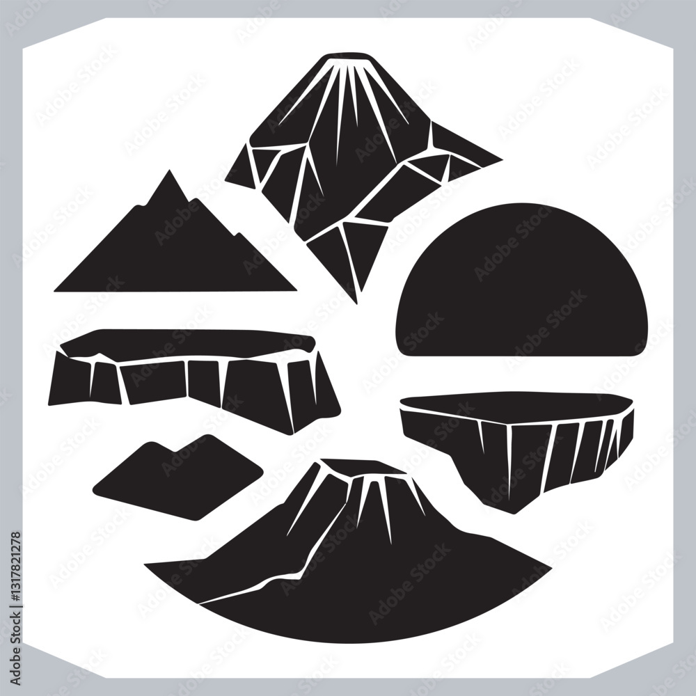Hand Drawn Mountain Silhouettes Stunning Sketch and Vector Set