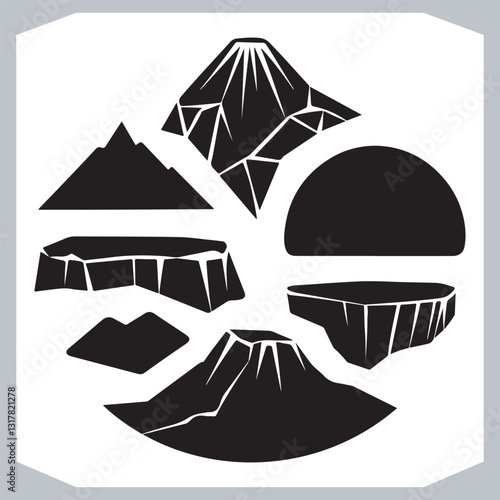 Hand Drawn Mountain Silhouettes Stunning Sketch and Vector Set
