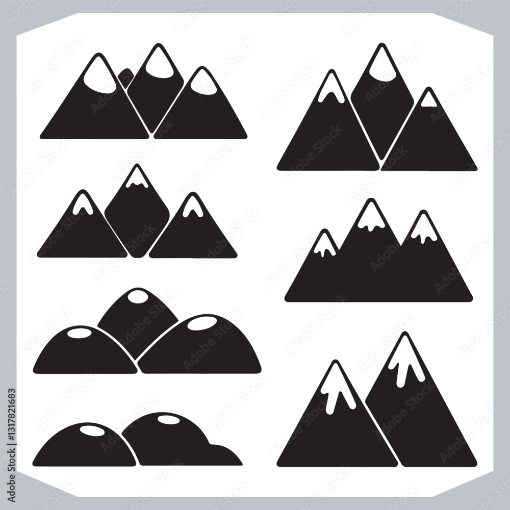 Hand Drawn Mountain Silhouettes Stunning Sketch and Vector Set