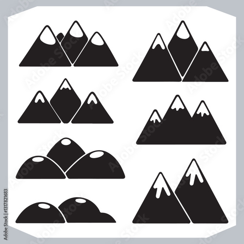 Hand Drawn Mountain Silhouettes Stunning Sketch and Vector Set