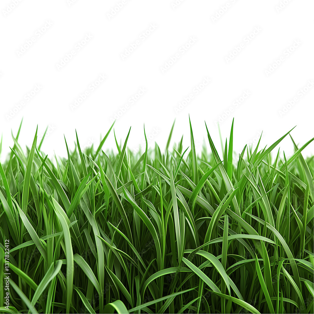 Fototapeta premium Vibrant Green Grass Blades Nature Texture lawn lush field isolated on transparent background